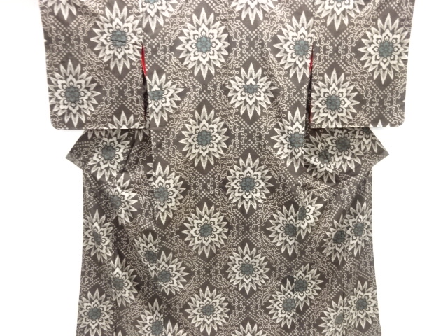 大正ロマン　華紋模様織出し本場泥大島紬着物